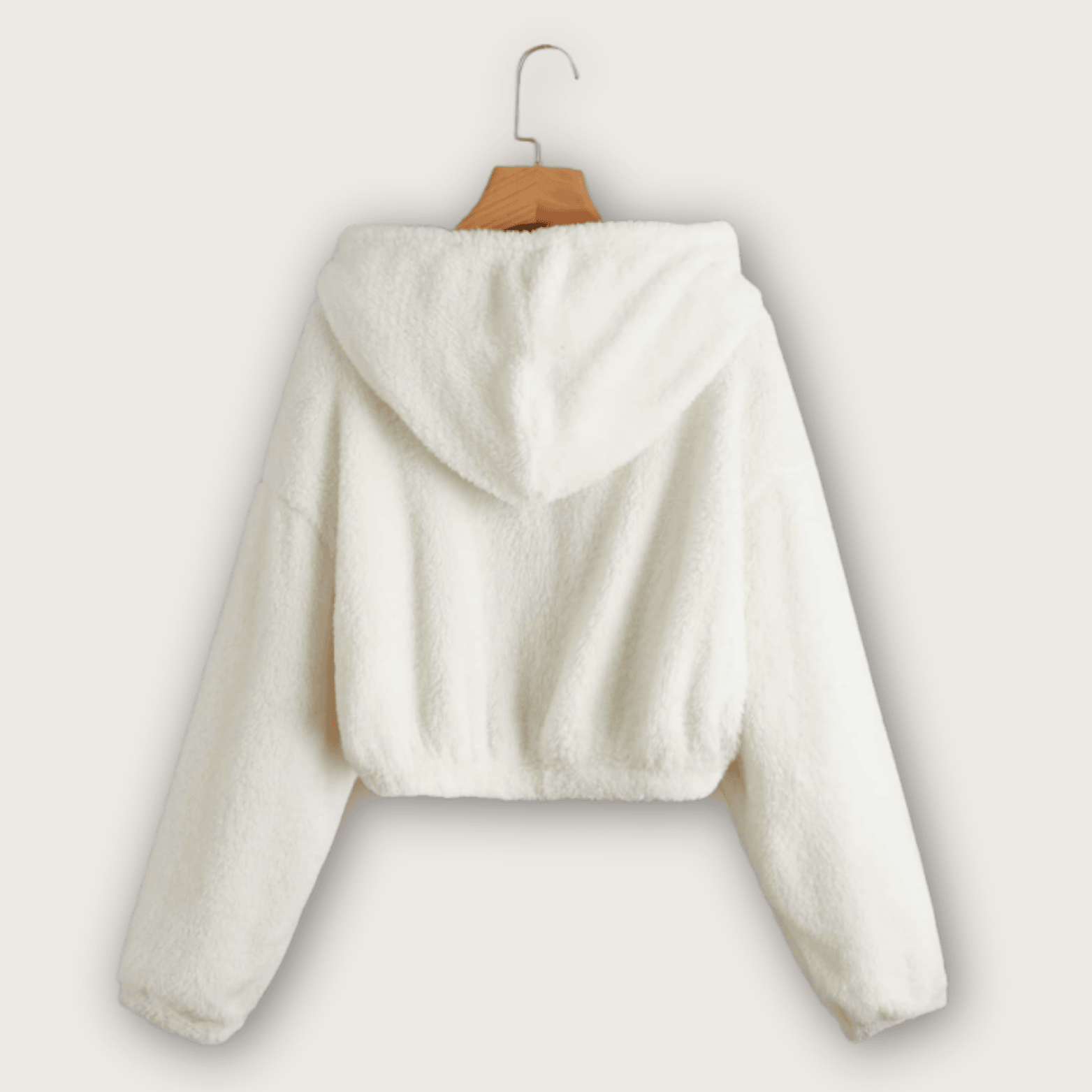 1762395750238.png Front Drawstring Detail Teddy Women Jacket Zip Up Hoodie - Beige - Image 2