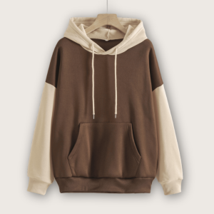 Drawstring Pocket Thermal Lined Long Sleeve Hoodie - Coffee Brown