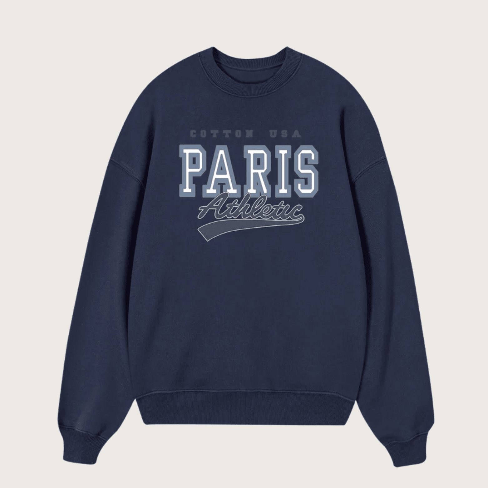 1762398947172.png Paris Relaxed Fit Fleece Cotton Blend Pullover Sweater - Navy